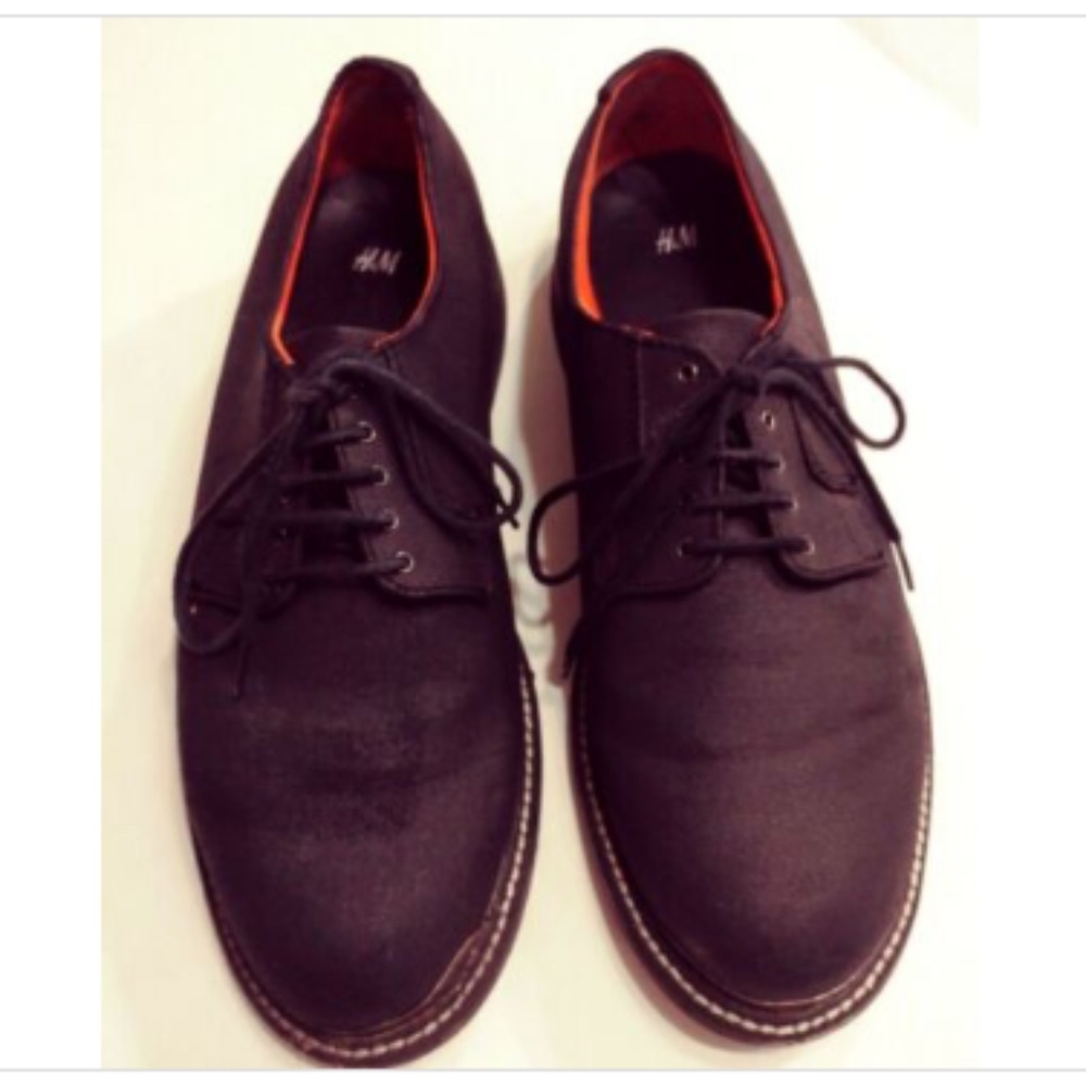 H&M Men's Dress Casual Shoes 9 Black Gray Fabric